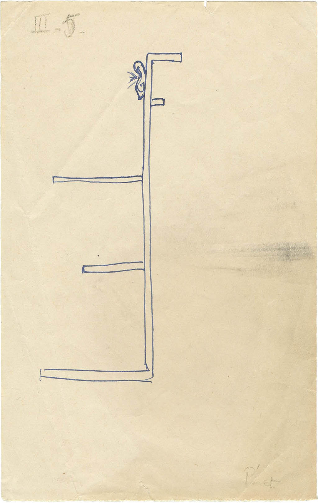 Jeu de Dessin Communique (Game of Communicated Drawing) - Benjamin Peret - Le Chaise RF (The Armchair RF) - c.1938 pencil and ink on six sheets of paper